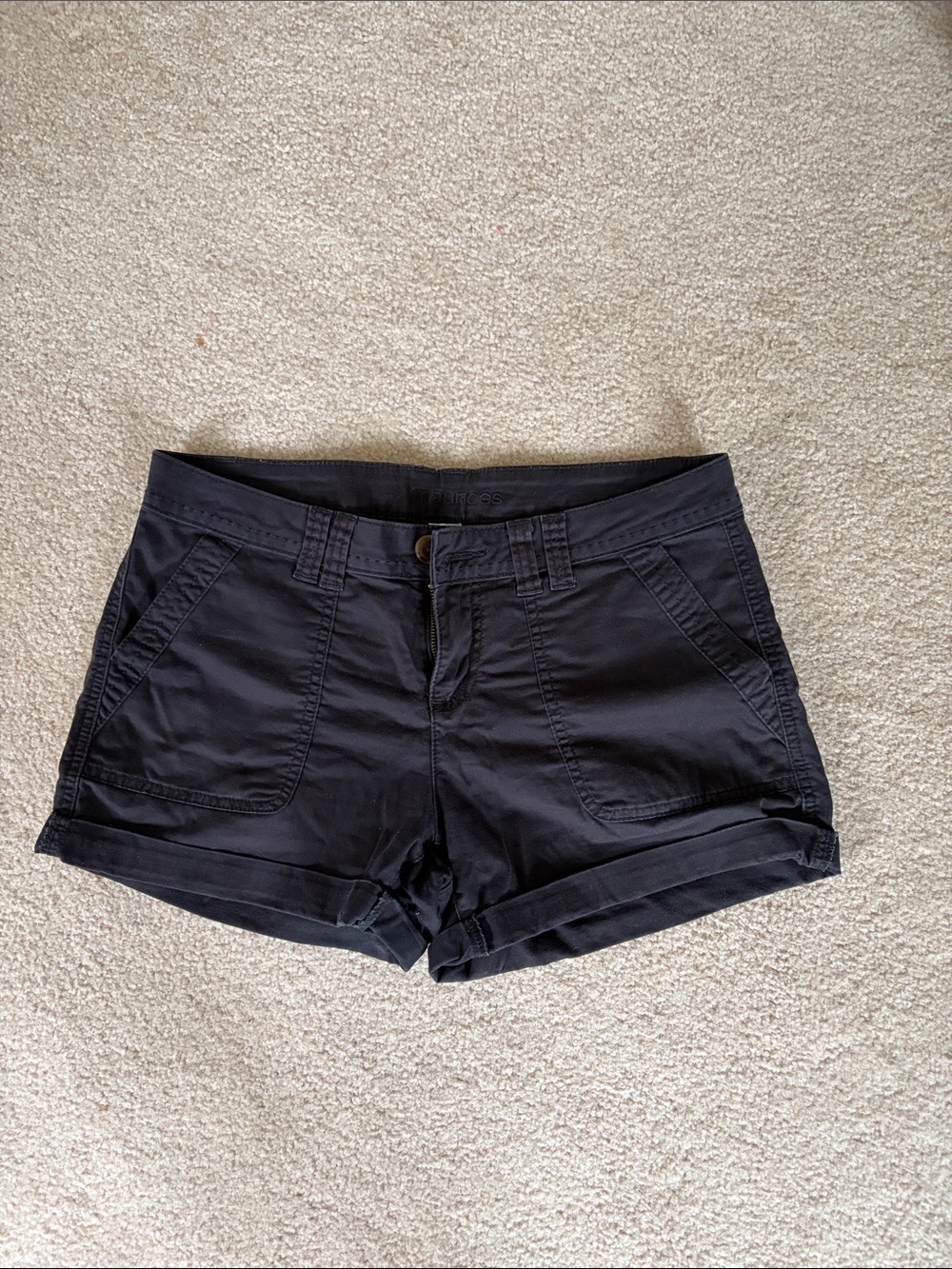 Maurices Black Roll-Cuff Mid-Rise Jean Shorts